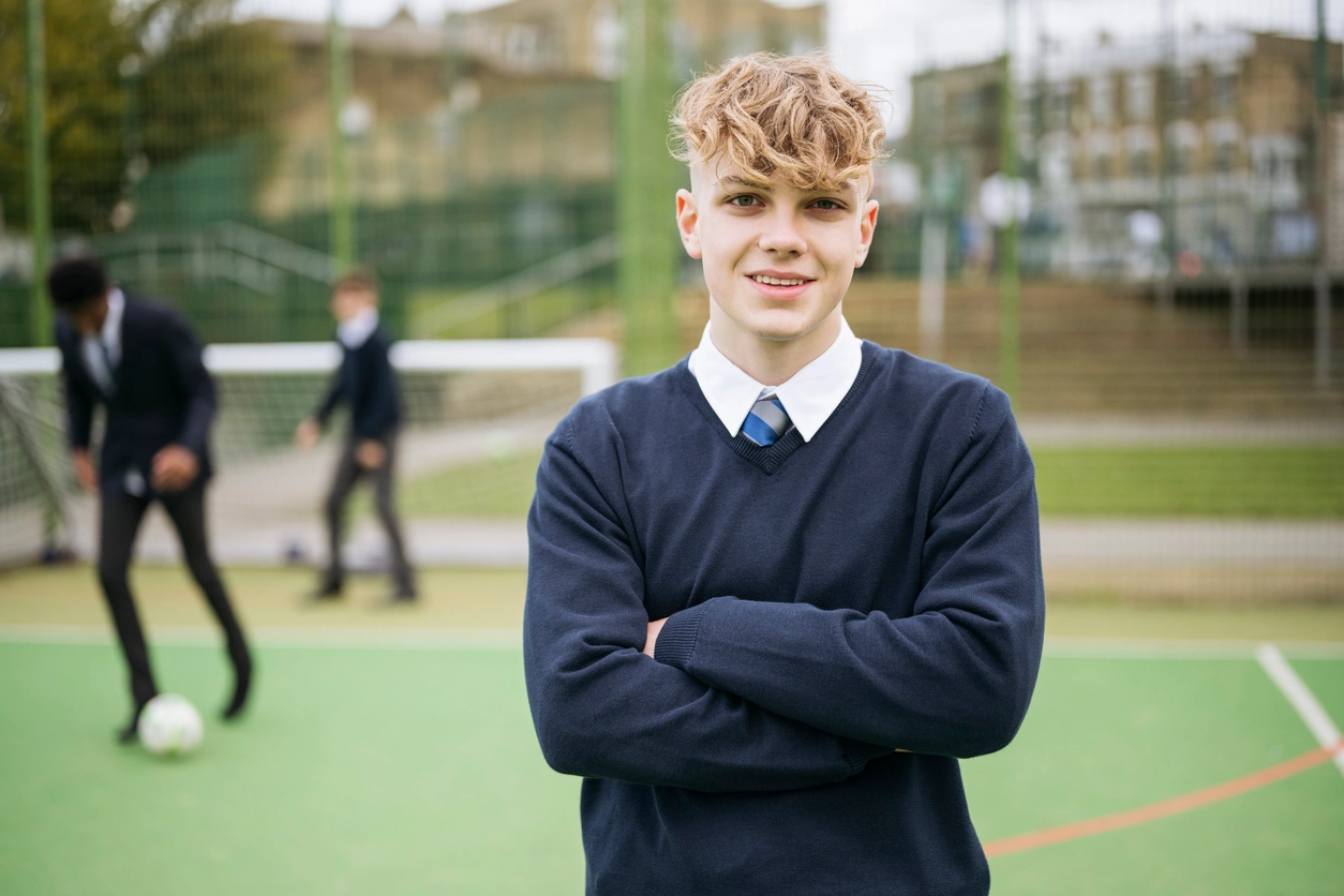 Secondary school pupil in uniform